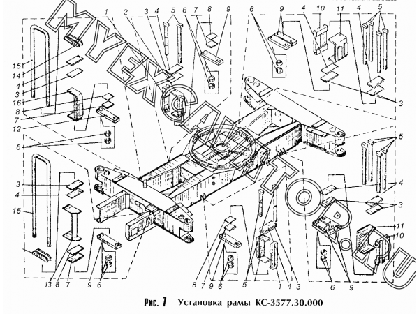 Установка рамы КС-3577.30.000 Автокран КС-3577