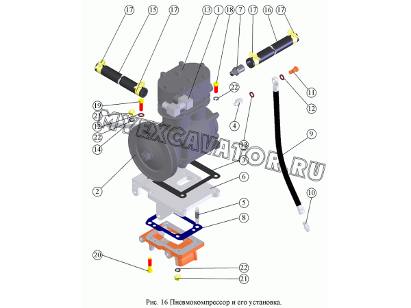 Пневмокомпрессор и его установка ММЗ Д-245.9E2