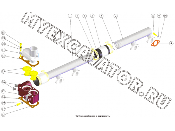 Труба водосборная и термостаты ММЗ Д-260.2