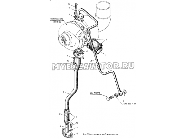 Маслопроводы турбокомпрессора ММЗ Д-260.4