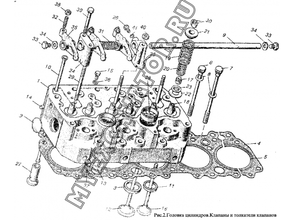 Головка цилиндров. Клапаны и толкатели клапанов ММЗ Д-260.4