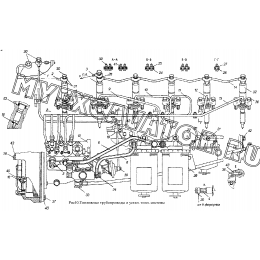 Топливные трубопроводы и установка топливной аппаратуры ММЗ Д-260.4