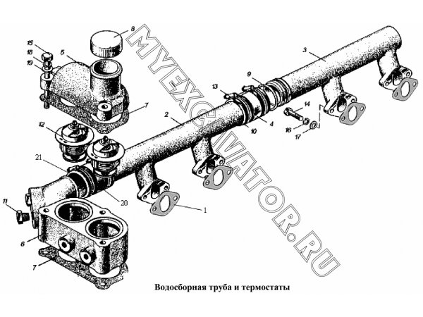 Водосборная труба и термостаты ММЗ Д-260.5-24