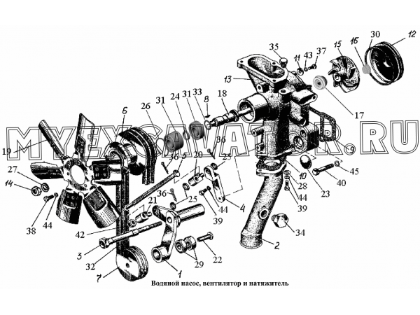 Насос водяной, вентилятор и натяжитель ММЗ Д-260.5-24