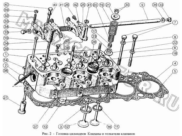 Головка цилиндров. Клапаны и толкатели клапанов ММЗ Д-260.5Е2