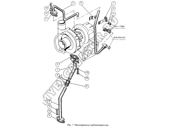 Маслопроводы турбокомпрессора ММЗ Д-260.5Е2