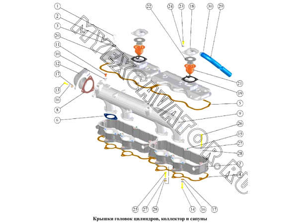 Крышки головок цилиндров, коллектор и сапуны ММЗ Д-260.9