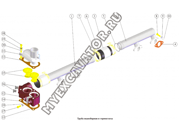 Труба водосборная и термостаты ММЗ Д-260.9