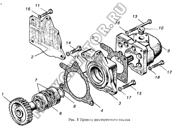 Привод шестеренного насоса. ММЗ Д-265