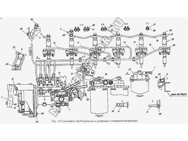 Топливные трубопроводы и установка топливной аппаратуры. ММЗ Д-265