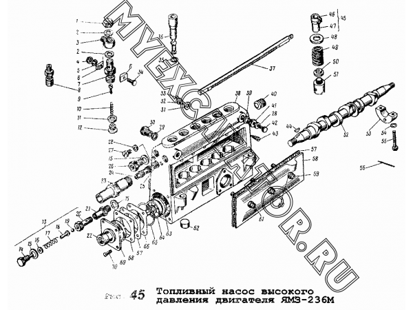 Топливный насос высокого давления двигателя ЯМЗ-236М ЯМЗ 236
