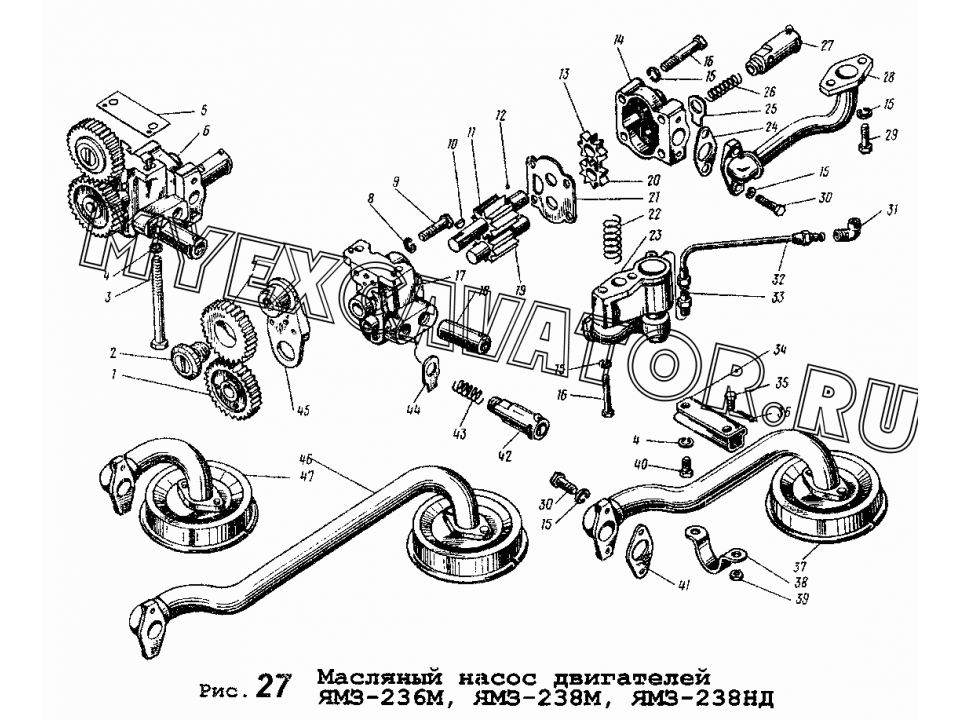 Схема смазки двигателя ямз 238