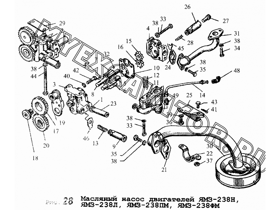 Схема смазки ямз 236