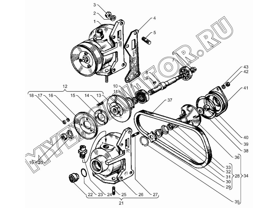 Помпа ямз 238 старого образца схема