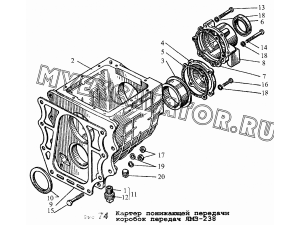 Картер коробки передач ЯМЗ-239 в сборе ЯМЗ-6581.10, 6582.10 (Евро 3) (Чертеж № 3