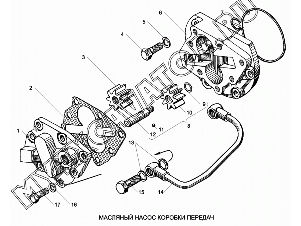 Схема масляного насоса ямз 238