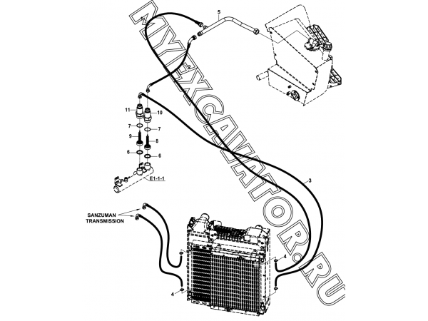 Масляный радиатор/COOLING SYSTEM, HYDRAULIC AND TRANSMISSION OIL (S/N: A19001-) H1-3-1 Hidromek HMK 102 B