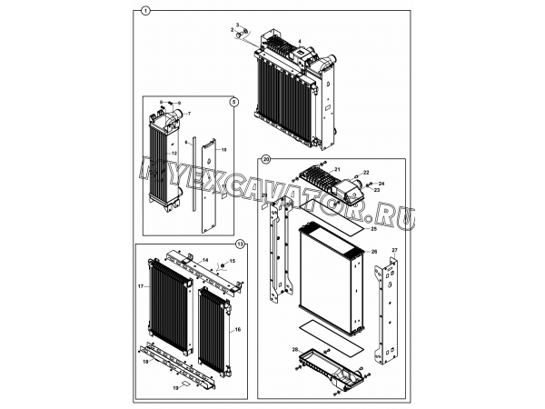 Радиатор/COOLER (S/N: A19001-) H1-2-1 Hidromek HMK 102 B
