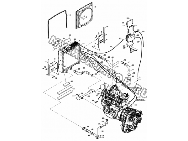 Система охлаждения/RADIATOR - OIL COOLER AND FITTINGS (S/N: A19001-) H1-1-1 Hidromek HMK 102 B