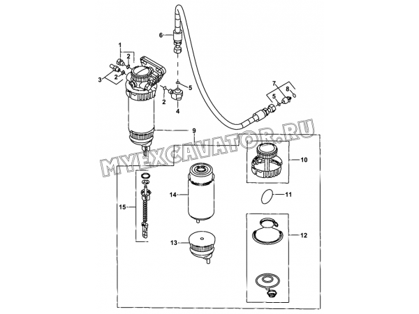 Топливный фильтр/PRIMARY FUEL FILTER, 4045HF280 (S/N: A19001-) G1-45-1 Hidromek HMK 102 B