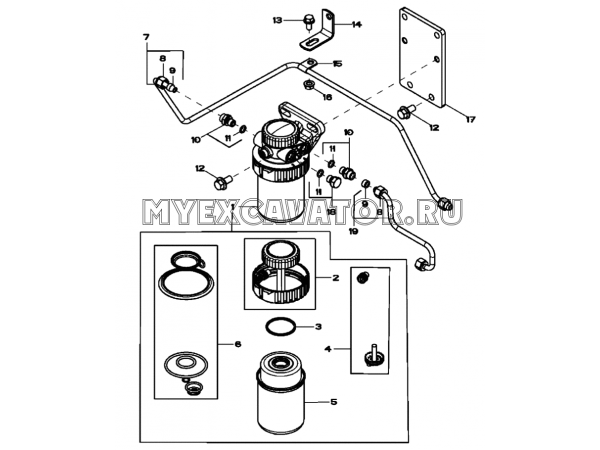 Топливный фильтр/FUEL FILTER, 4045HF280 (S/N: A19001-) G1-20-1 Hidromek HMK 102 B