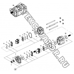 Насос гидравлический/GEAR PUMP, HEMA, (37/29 cc/rev) (S/N: A19001-) E2-4-1/01 Hidromek HMK 102 B