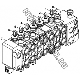 Гидросистема/BACKHOE CONTROL VALVE ELEMENTS-WITH LEVER CONTROL (S/N: A19041-) E2-2-2-OP4 Hidromek HMK 102 B