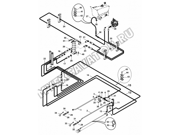 Гидросистема/CIRCUIT MOUNTING, BREAKER INSTALLATION, TELESCOPIC BOOM (S/N: A19040-) E1-6-2/01 Hidromek HMK 102 B