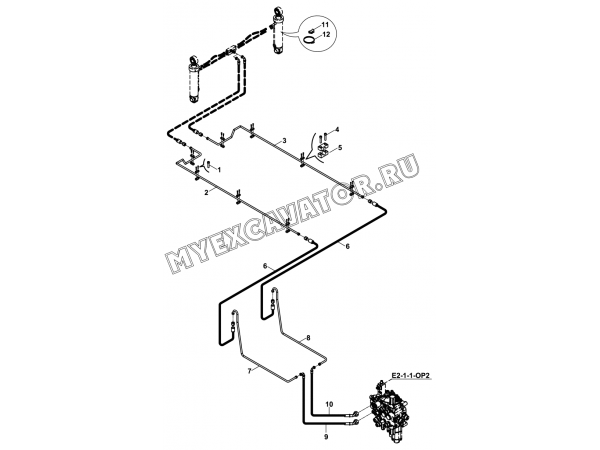 Гидросистема/CIRCUIT MOUNTING, CLAMSHOVEL INSTALLATION, LOADER (S/N: A19001-) E1-4-3 Hidromek HMK 102 B