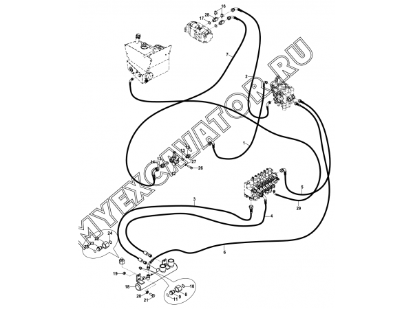 Гидросистема/CIRCUIT MOUNTING, NB (S/N: A19001-) E1-1-2/01 Hidromek HMK 102 B