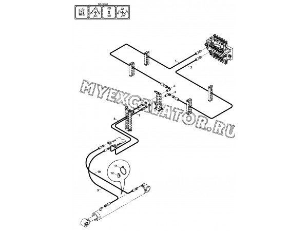Гидросистема/CIRCUIT MOUNTING, RAM, BUCKET, NB (S/N: A19001-) E1-5-7 Hidromek HMK 102 B