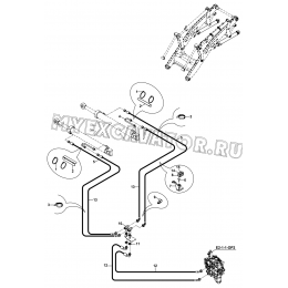 Гидросистема/CIRCUIT MOUNTING, RAM, LIFT, LOADER (S/N: A19001-) E1-4-1 Hidromek HMK 102 B