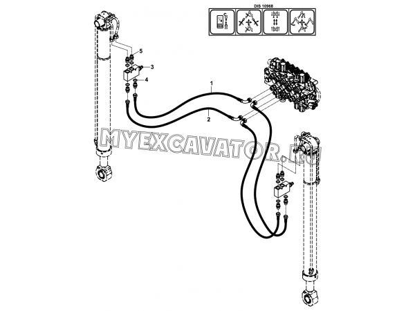 Гидросистема/CIRCUIT MOUNTING, RAM, STABILISER, LOCKING VALVE (S/N: A19001-) E1-5-2 Hidromek HMK 102 B