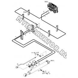 Гидросистема/CIRCUIT MOUNTING, RAM, DIPPER, (WITH PROTECTION VALVE), BACKHOE (S/N: A19001-) E1-5-6-OP Hidromek HMK 102 B