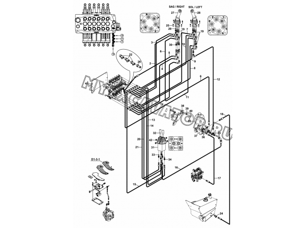 Гидросистема/CIRCUIT, HYDRAULIC, JOYSTICK, TB (S/N: A19001-) E1-6-0 Hidromek HMK 102 B