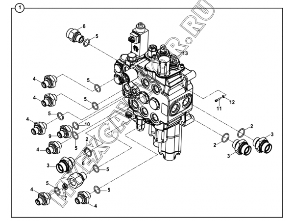 Гидросистема/LOADER CONTROL VALVE BLOCK AND ADAPTERS- JY-CLAMSHELL BUCKET (S/N: A19001-) E2-1-1-OP2 Hidromek HMK 102 B