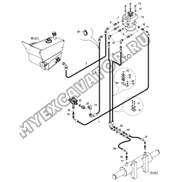 Гидросистема/STEERING, CIRCUIT MOUNTING (S/N: A19001-) E1-2-1/02 Hidromek HMK 102 B