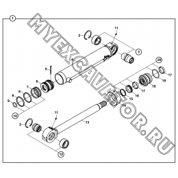 Гидроцилиндр/RAM, LEVELLING BLADE, WITH 2 AXIS TURN (S/N: A19001-) E3-11-3-0P Hidromek HMK 102 B