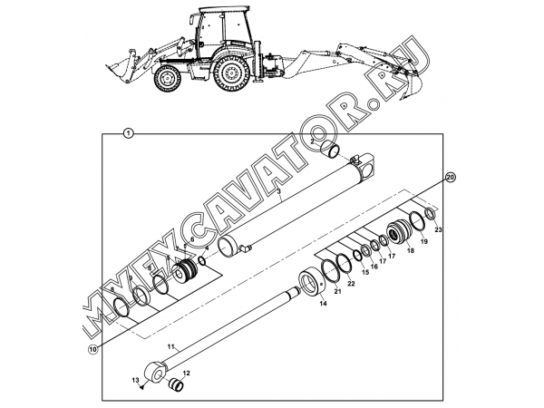 Гидроцилиндр/RAM, LIFT, LEFT, LOADER (S/N: A19001-) E3-1-2 Hidromek HMK 102 B