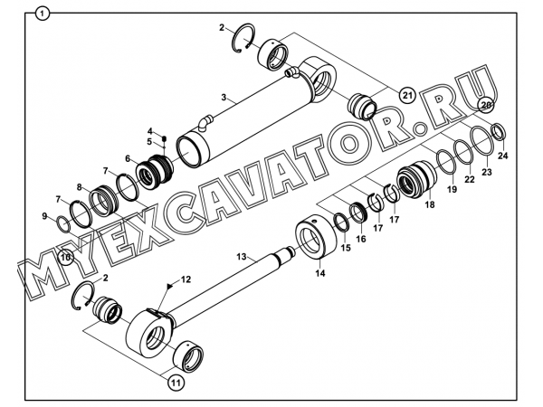 Гидроцилиндр/RAM, LOG FORK (S/N: A19001-) E3-12-1 Hidromek HMK 102 B