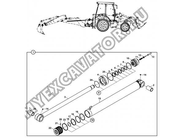 Гидроцилиндр/RAM, MAIN BOOM, BACKHOE (S/N: A19001-) E3-6-1 Hidromek HMK 102 B