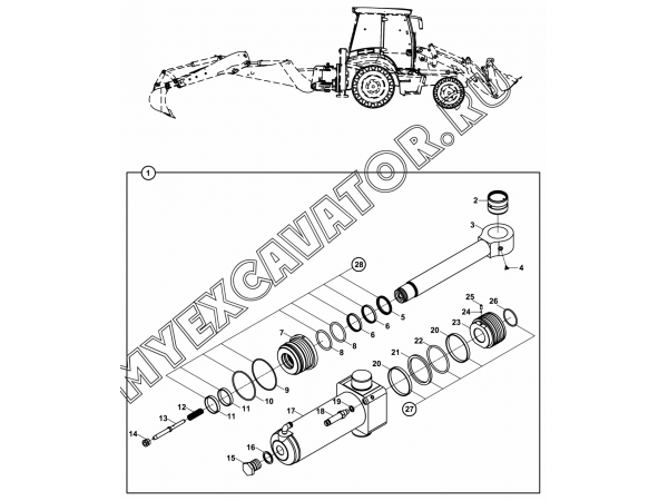 Гидроцилиндр/RAM, SLEW SWING (RIGHT - LEFT) (S/N: A19001-) E3-5-1 Hidromek HMK 102 B