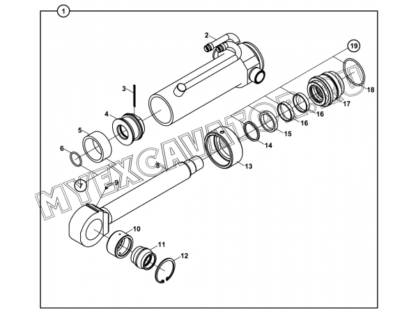 Гидроцилиндр/RAM, TILTING BUCKET (S/N: A19001-) E3-13-1 Hidromek HMK 102 B