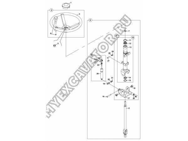 Рулевая колонка/STEERING COLUMN, DAMPER (S/N: A19001-) D2-3-1/01 Hidromek HMK 102 B