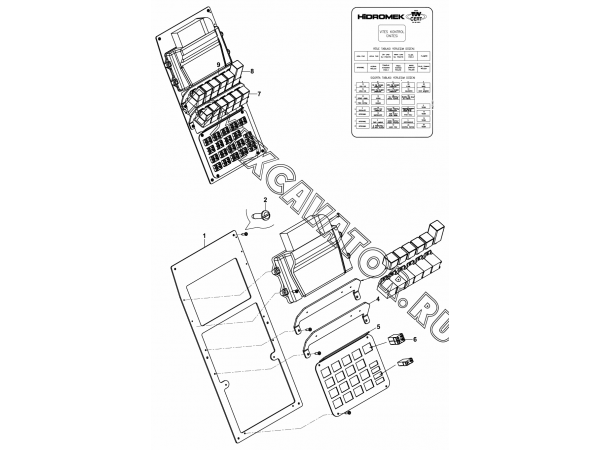 Предохранители и реле/FUSE BOX &amp; RELAYS AND LAYOUT (S/N: A19001-) C1-1-1/01 Hidromek HMK 102 B