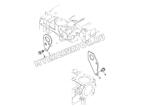 Кронштейны подъема двигателя/ENGINE LIFTING EYES, ENGINE 1104D-44TA / CA, 4TA (S/N: A80001-) G1-26-1 Hidromek HMK 102 S