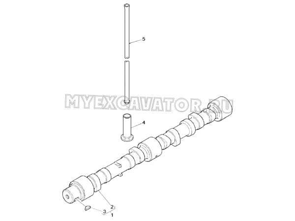 Вал распределительный и толкатели/TIMING GEAR &amp; CAM SHAFT, ENGINE 1104D-44TA, TIER III (S/N: A80001-) G1-2-8 Hidromek HMK 102 S