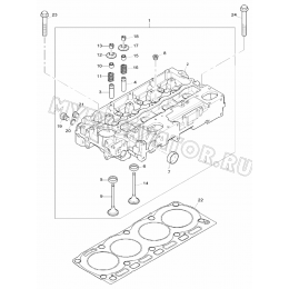 Головка блока цилиндров/CYLINDER HEAD ASSY, ENGINE 1104D-44TA, TIER III (S/N: A80001-) G1-2-6 Hidromek HMK 102 S