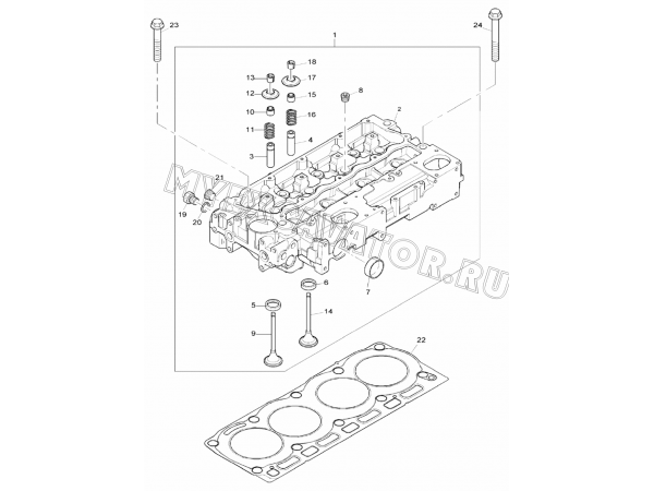 Головка блока цилиндров/CYLINDER HEAD ASSY, ENGINE 1104D-44TA, TIER III (S/N: A80001-) G1-2-6 Hidromek HMK 102 S