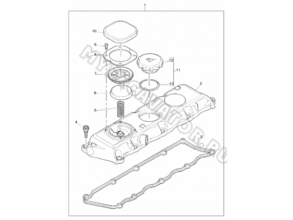 Крышка ГБЦ/CYLINDER HEAD COVER, ENGINE 1104D-44TA, TIER III (S/N: A80001-) G1-8-1 Hidromek HMK 102 S